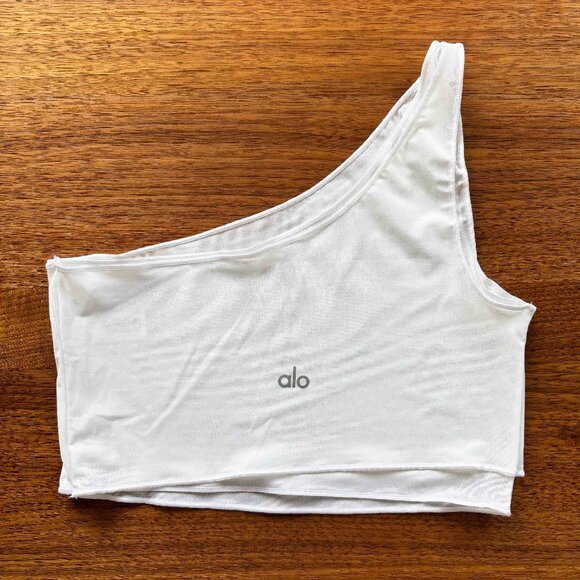 alo White Mesh Sheer Illusion Tank size Small - Picture 7 of 11